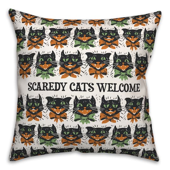 Scaredy Cats Pattern Spun Poly Throw Pillow